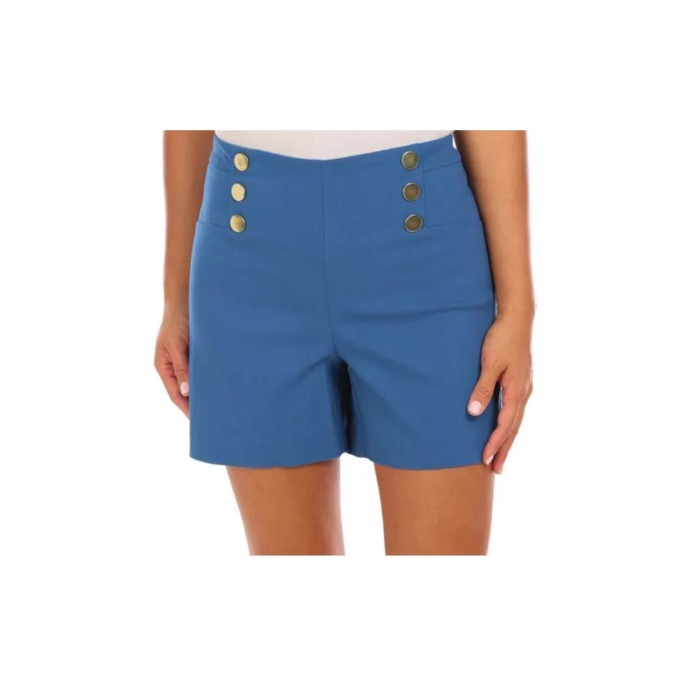 Counterparts High Waisted Blue Shorts with Gold Buttons, SZ 8P, NWT